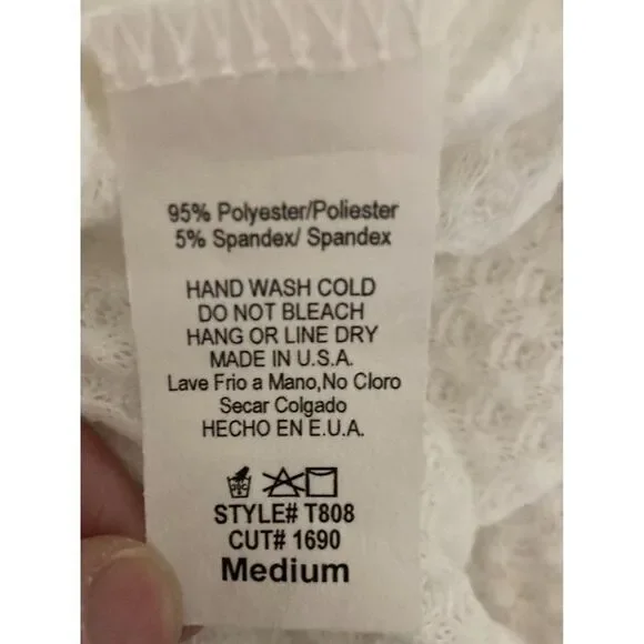 PHIL LOVE RINGER TOP MEDIUM WHITE ORANGE THERMAL - Picture 9 of 9